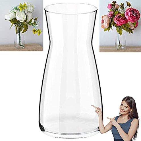  SILK ATELIER Handgefertigte Blumenvase aus klarem Glas